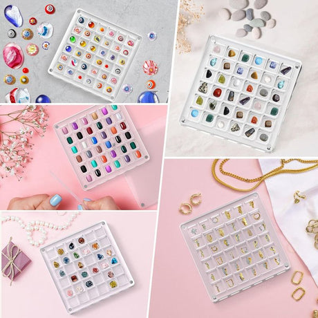 Acrylic Magnetic Seashell Display Box,Clear Sea Shell Display Box,Beach Magnet Storage Organizer Case for Seashell Diamond Beads,64 Grids,Transparent,1 Pack