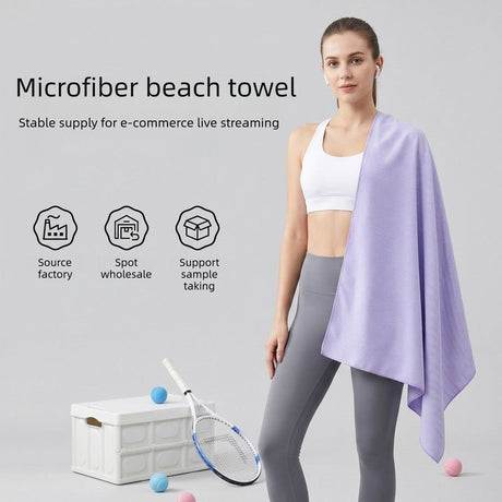 Dual-Sided Quick-Dry Sports Bath Towel – Absorbent, Perfect for Gym, Swimming & Beach-Purple-50*120cm