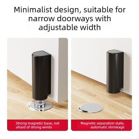 Retractable Door Stop with Bumper for Bedroom and Bathroom-black