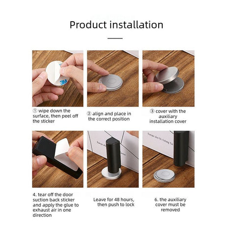 Retractable Door Stop with Bumper for Bedroom and Bathroom-black