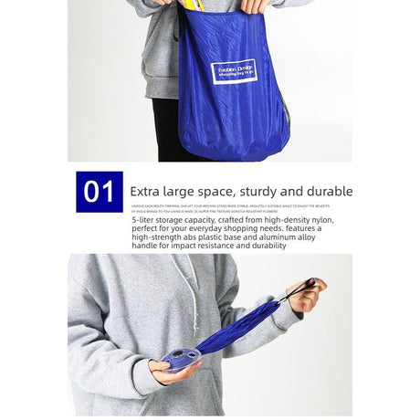 Portable Multifunctional Round Foldable Shopping Bag-blue