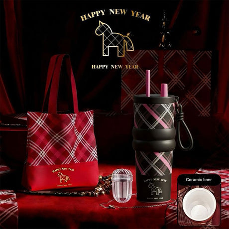 Large Capacity Insulated Cup – Birthday Gift, Ceramic Liner Straw Tumbler – Black