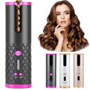 Purple Portable Wireless Auto Hair Curler | Smart Anti-Tangle Curling Wand with 5000mAh Power Bank Function | USB-C Rechargeable Ceramic Hair Roller | Perfect for Quick Salon Curls on the Go