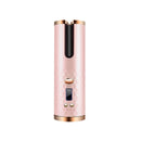 Pink Portable Wireless Auto Hair Curler | Smart Anti-Tangle Curling Wand with 5000mAh Power Bank Function | USB-C Rechargeable Ceramic Hair Roller | Perfect for Quick Salon Curls on the Go