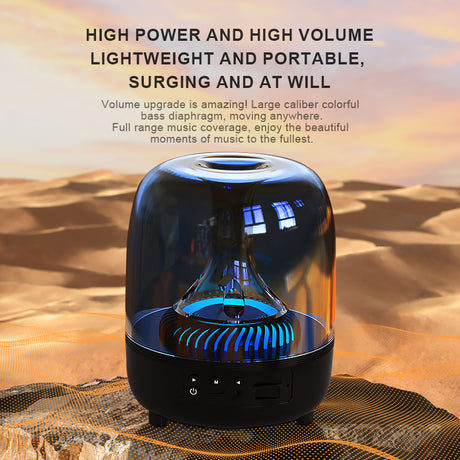 Portable Wireless Speaker with 12D Surround Bass, RGB Water Ripple Ambient Light, wireless 5.3, Hands-Free Calling, Wireless Speaker for Home, Outdoor, Party, Compatible with iPhone, Android, Laptop，Blue