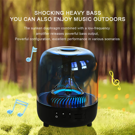 Portable Wireless Speaker with 12D Surround Bass, RGB Water Ripple Ambient Light, wireless 5.3, Hands-Free Calling, Wireless Speaker for Home, Outdoor, Party, Compatible with iPhone, Android, Laptop，Blue