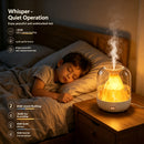 【900ML 3-in-1 Humidifier】 & Essential Oil Diffuser with Night Light, USB Powered Quiet Cool Mist Humidifier for Bedroom Office Home, Volcano Flame Effect Aromatherapy Humidifier, 36dB Low Noise, Large Capacity