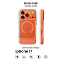 MagSafe Case for iPhone 17 - Orange Matte Shockproof Cover with Hidden Kickstand
