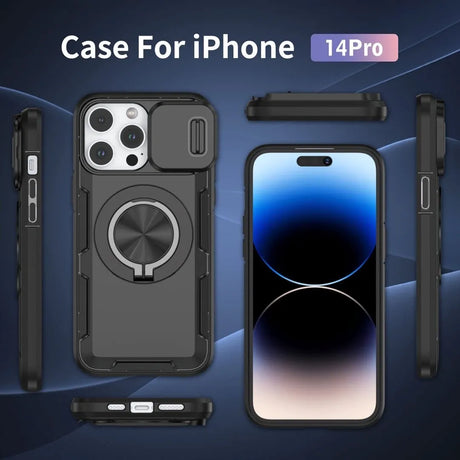 Red Warrior 2-in-1 Magnetic Sliding Lens Case black for iPhone 14 Pro