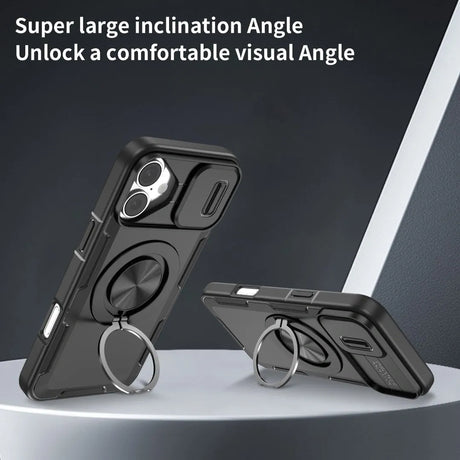 Red Warrior 2-in-1 Magnetic Sliding Lens Case black for iPhone 16
