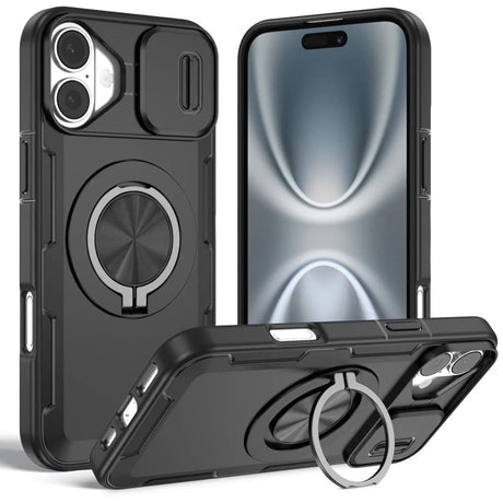 Red Warrior 2-in-1 Magnetic Sliding Lens Case black for iPhone 16 Plus