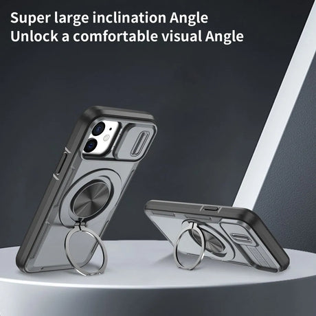 Red Warrior 2-in-1 Magnetic Sliding Lens Case grey for iPhone 12