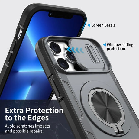 Red Warrior 2-in-1 Magnetic Sliding Lens Case grey for iPhone 13 Pro Max