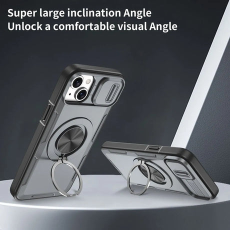 Red Warrior 2-in-1 Magnetic Sliding Lens Case grey for iPhone 14