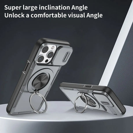 Red Warrior 2-in-1 Magnetic Sliding Lens Case grey for iPhone 14 Pro