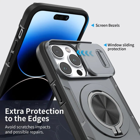 Red Warrior 2-in-1 Magnetic Sliding Lens Case grey for iPhone 14 Pro