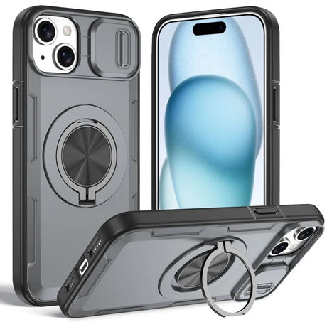 Red Warrior 2-in-1 Magnetic Sliding Lens Case grey for iPhone 15