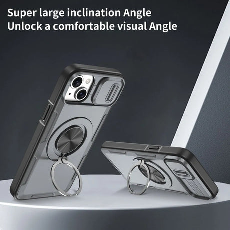 Red Warrior 2-in-1 Magnetic Sliding Lens Case grey for iPhone 15
