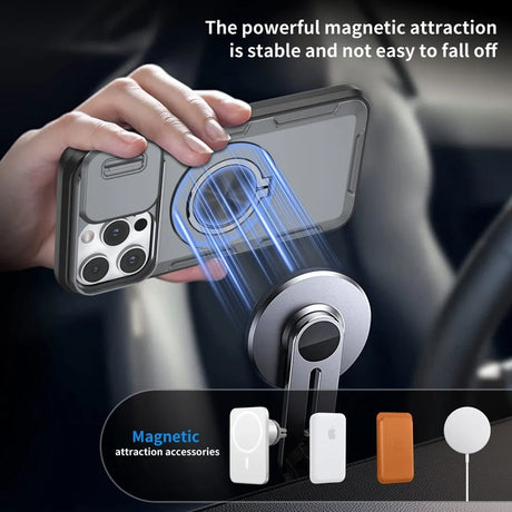 Red Warrior 2-in-1 Magnetic Sliding Lens Case grey for iPhone 15 Pro