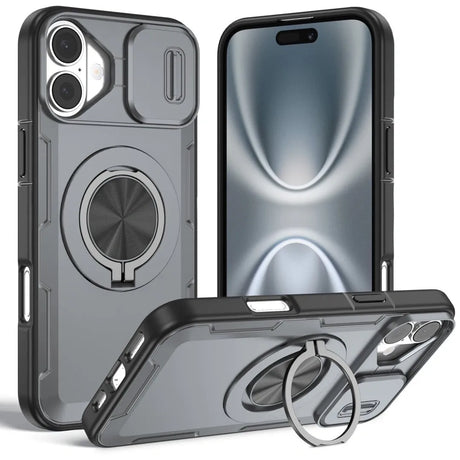 Red Warrior 2-in-1 Magnetic Sliding Lens Case grey for iPhone 16