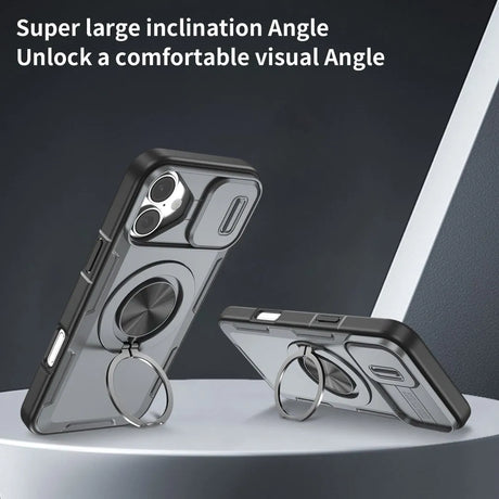 Red Warrior 2-in-1 Magnetic Sliding Lens Case grey for iPhone 16