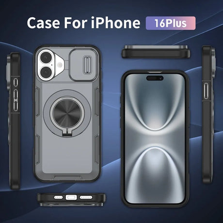 Red Warrior 2-in-1 Magnetic Sliding Lens Case grey for iPhone 16 Plus