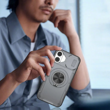 Red Warrior 2-in-1 Magnetic Sliding Lens Case grey for iPhone 16 Plus