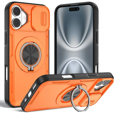 Red Warrior 2-in-1 Magnetic Sliding Lens Case Purple for iPhone 16