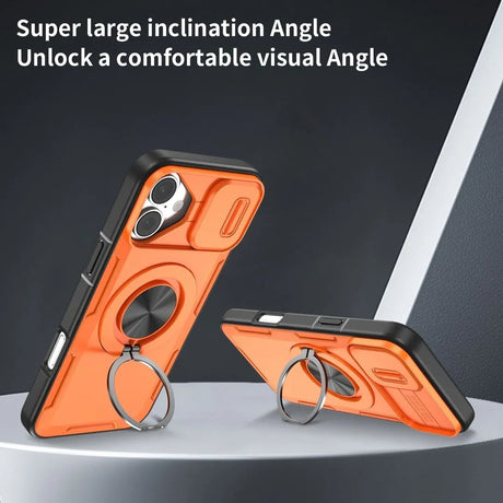 Red Warrior 2-in-1 Magnetic Sliding Lens Case Purple for iPhone 17