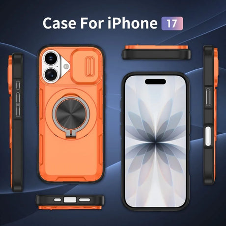 Red Warrior 2-in-1 Magnetic Sliding Lens Case Purple for iPhone 17