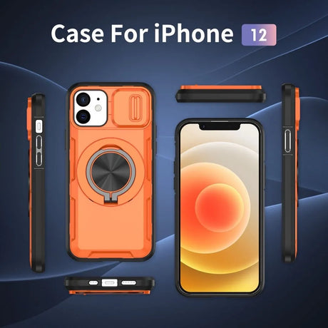 Red Warrior 2-in-1 Magnetic Sliding Lens Case orange for iPhone 12