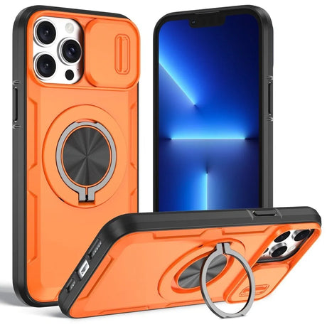 Red Warrior 2-in-1 Magnetic Sliding Lens Case orange for iPhone 12 Pro Max