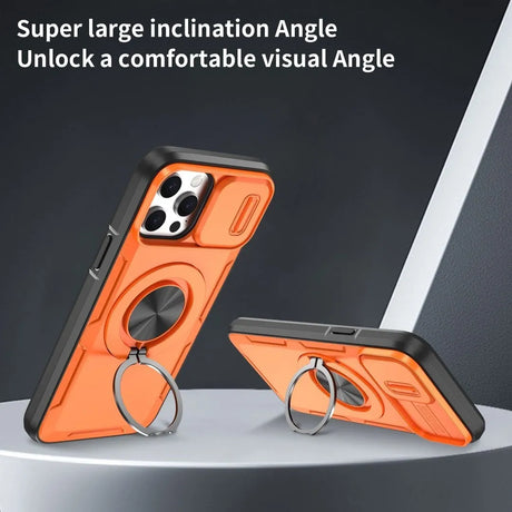 Red Warrior 2-in-1 Magnetic Sliding Lens Case orange for iPhone 12 Pro Max