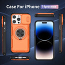 Red Warrior 2-in-1 Magnetic Sliding Lens Case orange for iPhone 14 Pro Max