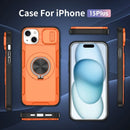 Red Warrior 2-in-1 Magnetic Sliding Lens Case orange for iPhone 15 Plus