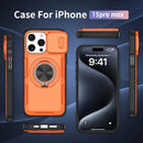 Red Warrior 2-in-1 Magnetic Sliding Lens Case orange for iPhone 15 Pro Max