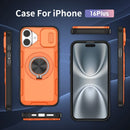 Red Warrior 2-in-1 Magnetic Sliding Lens Case orange for iPhone 16 Plus