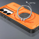 2-in-1 Magnetic Sliding Lens Case, Orange for Samsung S25