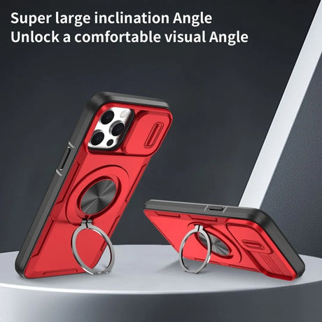 Red Warrior 2-in-1 Magnetic Sliding Lens Case Red for iPhone 12 Pro Max