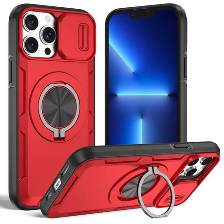 Red Warrior 2-in-1 Magnetic Sliding Lens Case Red for iPhone 13 Pro