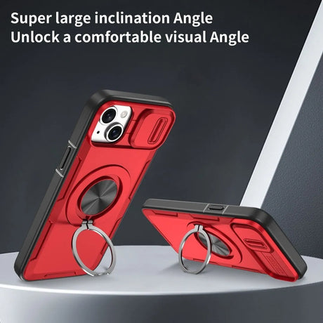 Red Warrior 2-in-1 Magnetic Sliding Lens Case Red for iPhone 14 Plus
