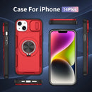 Red Warrior 2-in-1 Magnetic Sliding Lens Case Red for iPhone 14 Plus
