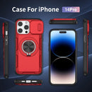 Red Warrior 2-in-1 Magnetic Sliding Lens Case Red for iPhone 14 Pro