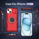 Red Warrior 2-in-1 Magnetic Sliding Lens Case Red for iPhone 15 Plus