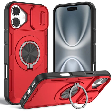 Red Warrior 2-in-1 Magnetic Sliding Lens Case Red for iPhone 16