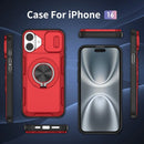 Red Warrior 2-in-1 Magnetic Sliding Lens Case Red for iPhone 16