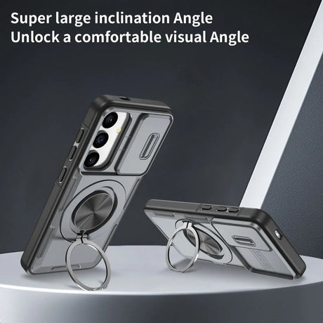 2-in-1 Magnetic Sliding Lens Case, Grey for Samsung S24