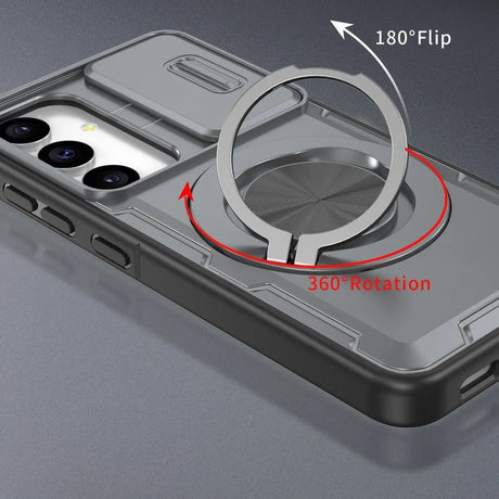2-in-1 Magnetic Sliding Lens Case, Grey for Samsung S25