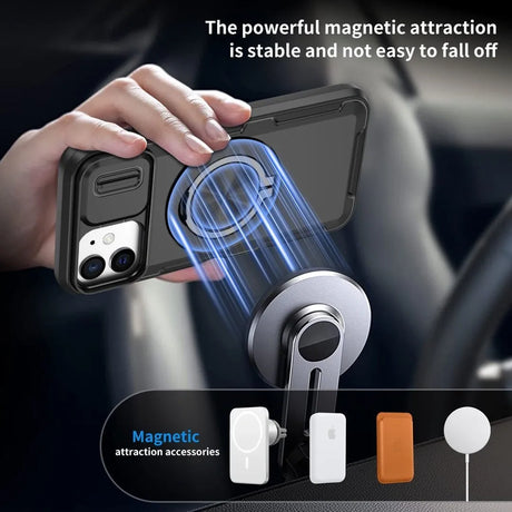 Red Warrior 2-in-1 Magnetic Sliding Lens Case black for iPhone 12