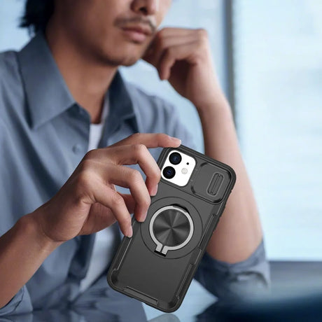 Red Warrior 2-in-1 Magnetic Sliding Lens Case black for iPhone 12